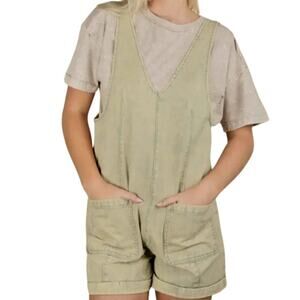 Newme Womens Faded Green Denim Wash Romper Size Medium NWT